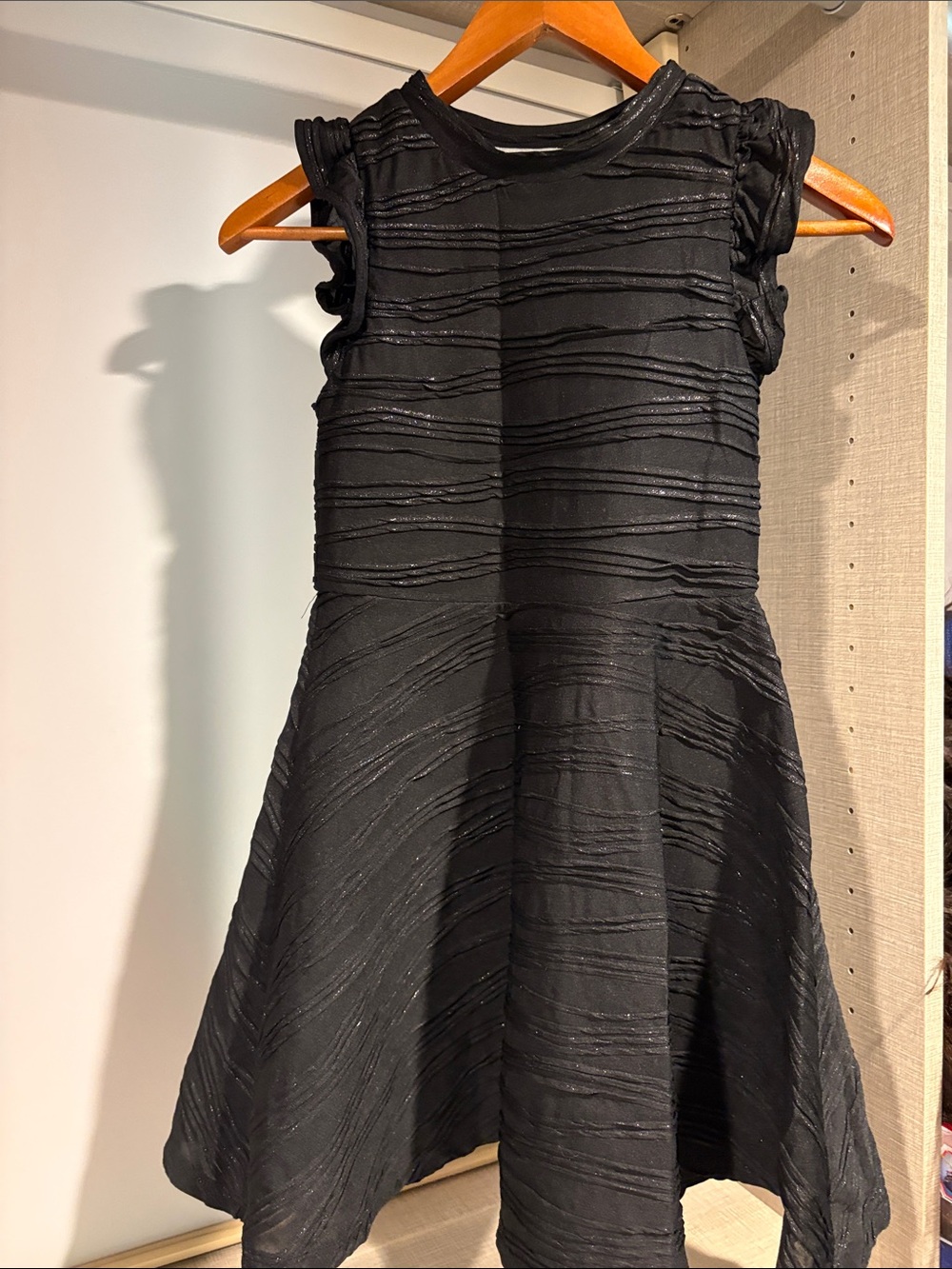 Black Textured A-Line Girls' Formal Dress